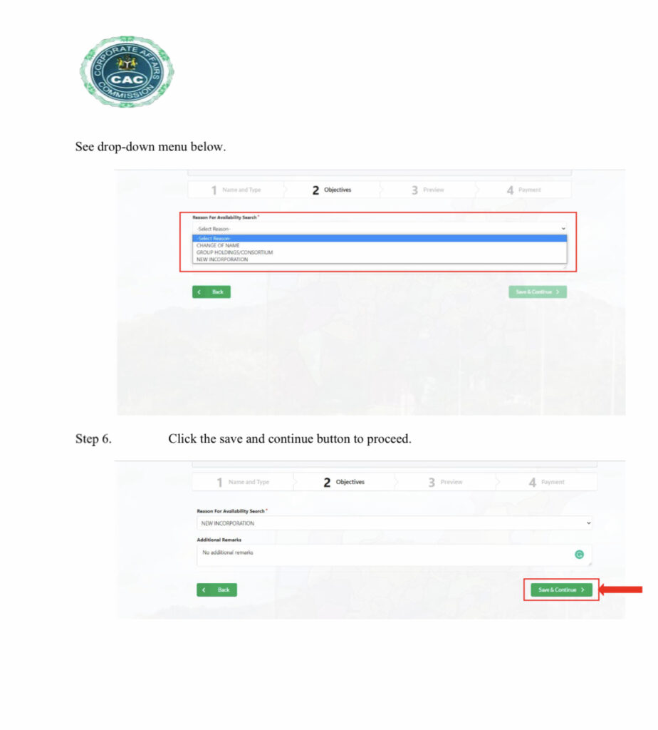 CAC REGISTRATION: REASON FOR AVAILABILITY SERCAH